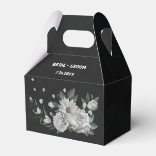 Schwarze Hochzeit mit romantischen weißen Blume Geschenkschachtel