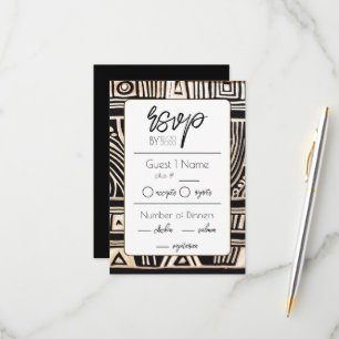 Schwarze Hochzeit RSVP Karte