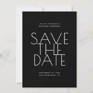 Schwarze Hochzeit Saubere Typografie Foto & QR-C Save The Date