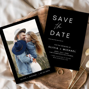 Schwarze Hochzeit Save the Date Foto Minimalistisc