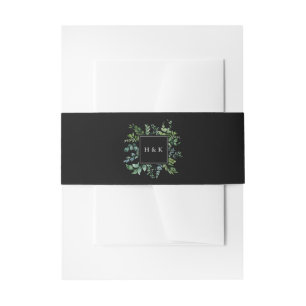 Schwarze Hochzeit von Botanischem Grün Einladungsbanderole