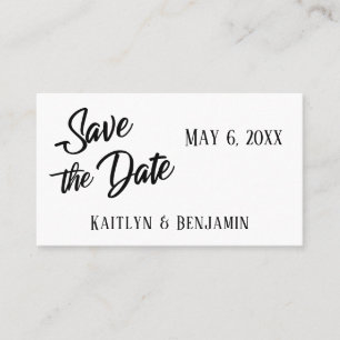 Schwarze Hochzeits-Detail-Save-the-Date-Karte auf Visitenkarte
