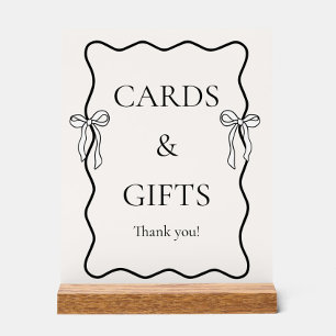 Schwarze Hochzeitsbrause-Karten und Geschenke Acrylschild