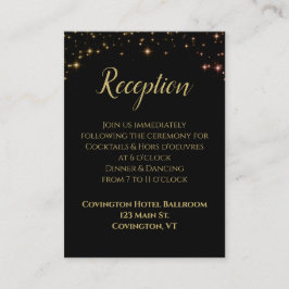 Schwarze Hochzeitsempfehlung für goldene Glitzern Begleitkarte