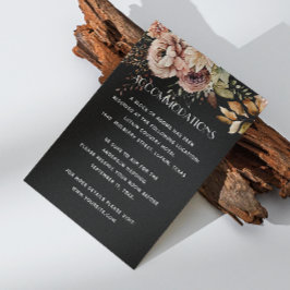 Schwarze Hochzeitsunterkünfte | Blumendetails + QR Begleitkarte
