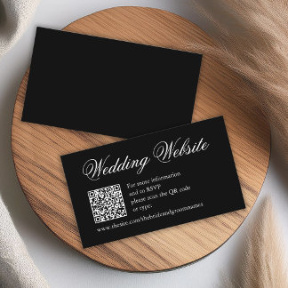 Schwarze Hochzeitswebsite-QR-Code und Kalligrafie Begleitkarte