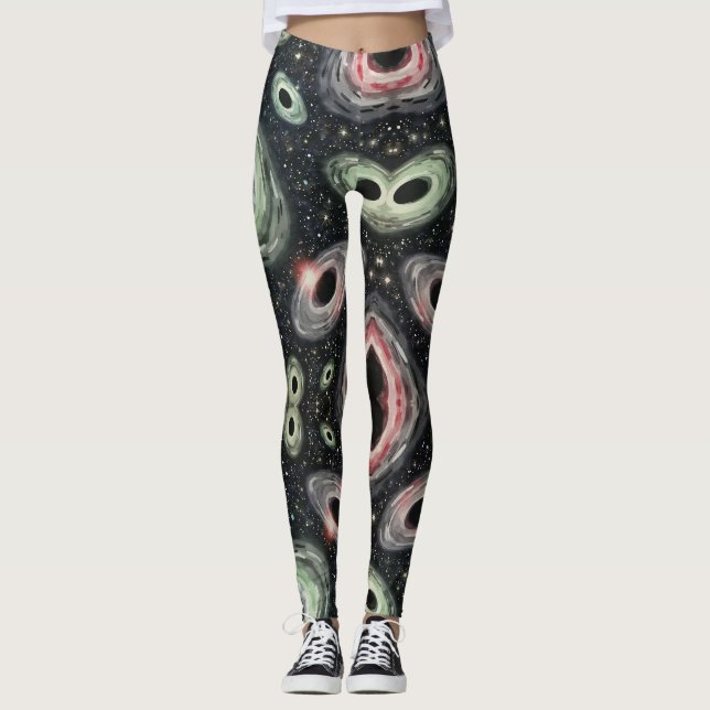 Schwarze Holen und weit entferntes nahtloses Muste Leggings (Vorderseite)