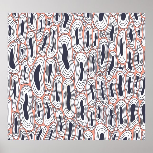 Schwarze Holen: Vintages Chaos-Muster. Poster (Vorne)