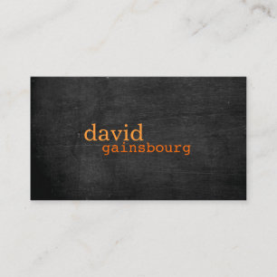 Schwarze hölzerne orange Typografie-Visitenkarte Visitenkarte