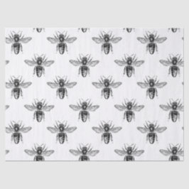 Schwarze Honigbienen auf weißem Decoupage Seidenpapier