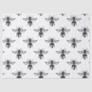 Schwarze Honigbienen auf weißem Decoupage Seidenpapier