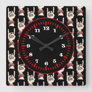 Schwarze Horns auf Quadratische Wanduhr