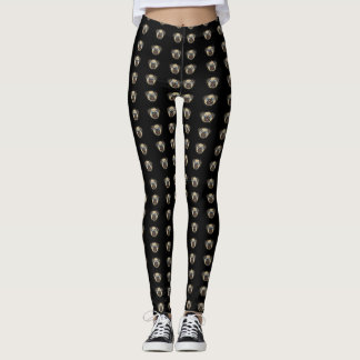 Schwarze Hosen mit Mops-Druck Leggings