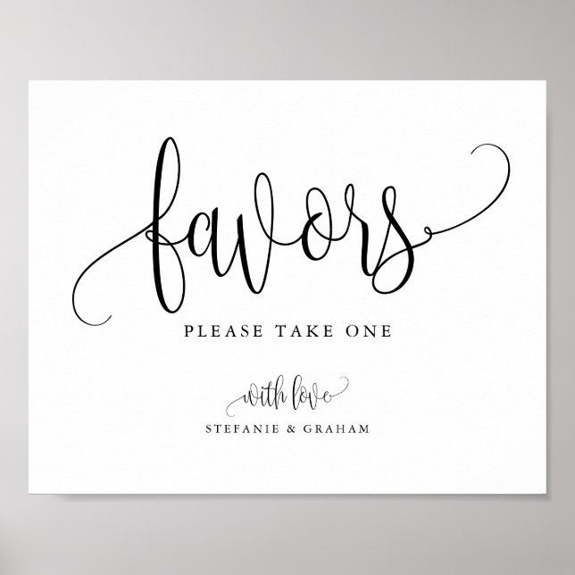 Schwarze Hübsche Calligrafy Script-Gastgeschenke Poster (Vorne)