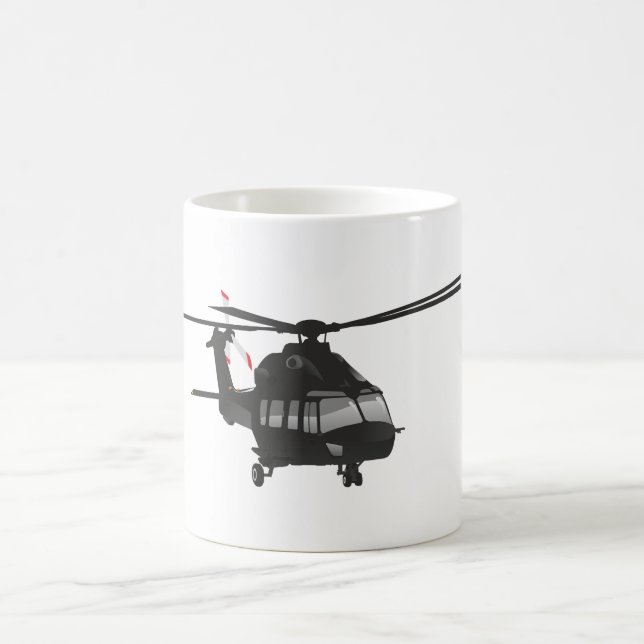 Schwarze Hubschrauber-Tasse Kaffeetasse (Mittel)