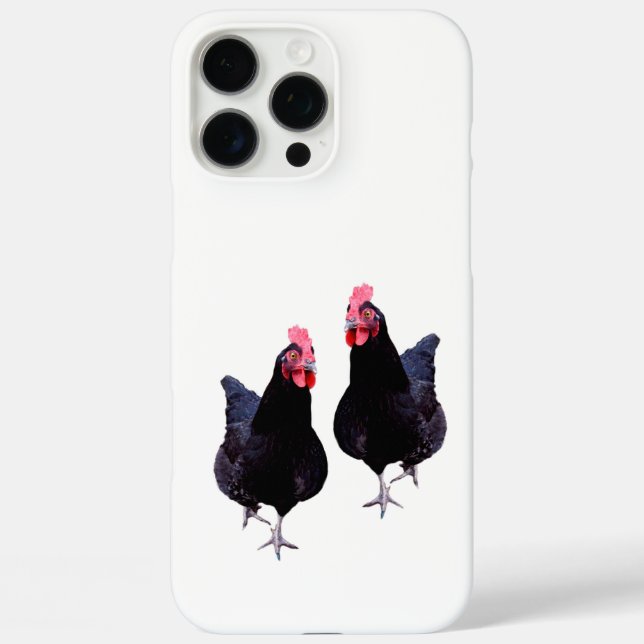 Schwarze Hühner stolzieren herum, iPhone 16 Pro Max Hülle (Rückseite)