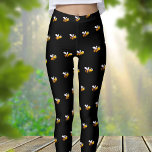 Schwarze Hummeln niedliche lustige Leggings<br><div class="desc">Mit fröhlichen,  lächelnden,  gelben und schwarzen Hummeln dekoriert. Ein schicker schwarzer Hintergrund.</div>