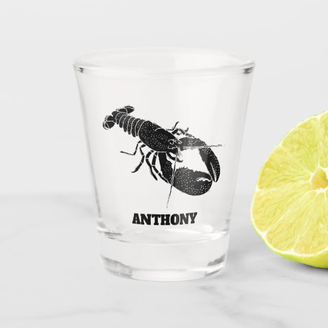Schwarze Hummer-Illustration Personalisiert Schnapsglas (Vorderseite)