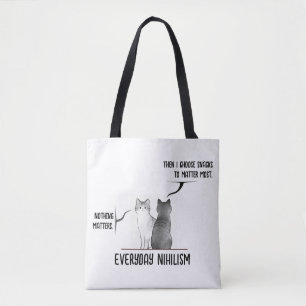 Schwarze-Humor-Katze Täglicher Nihilismus Zitat In Tasche