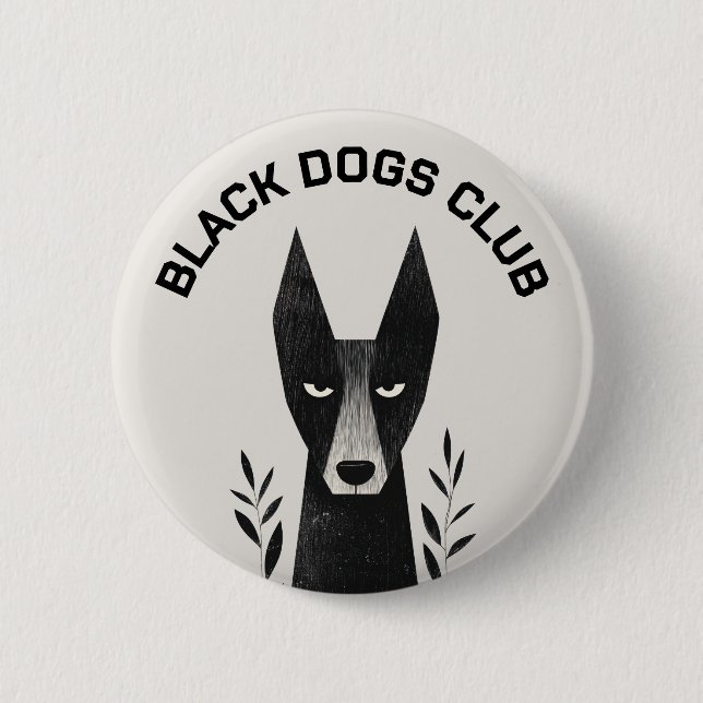 Schwarze-Hund-Illustration Button (Vorderseite)