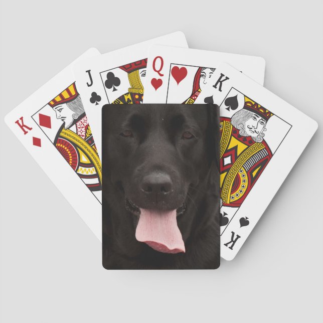 Schwarze Hundegesicht Spielkarten (Rückseite)
