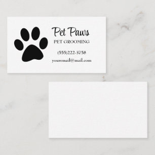 Schwarze Hundekuh auf White Pet Grooming Service Visitenkarte