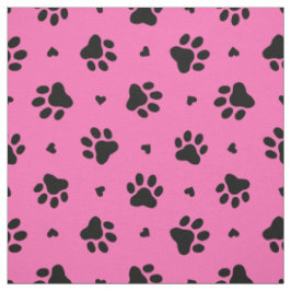 Schwarze Hundepapiermuster und Herz-Muster Stoff