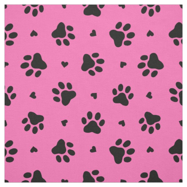 Schwarze Hundepapiermuster und Herz-Muster Stoff (Muster)