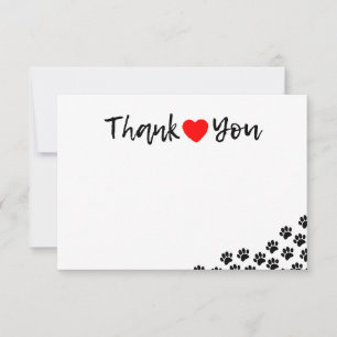Schwarze Hundepfotenabdrücke Hundegeburtstag Danke Mitteilungskarte