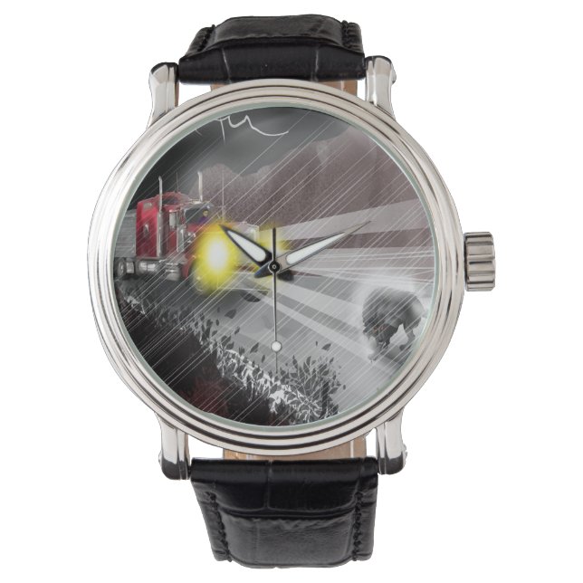 Schwarze Hundeschau Armbanduhr (Vorderseite)