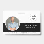 Schwarze ID | Mitarbeiter Foto ID Company Security Ausweis<br><div class="desc">Erstellen Sie individuelle Name-Abzeichen und -Tags, die es Kunden und Kunden erleichtern, Mitarbeiter zu identifizieren. Foto und Name des Mitarbeiters, zusammen mit einem Vorlagenfeld für Mitarbeiter-ID-Nummer, Rolle oder Titel, Ort oder andere Schlüsseldaten. Fügen Sie oben Ihr Logo hinzu. Fügen Sie der Rückseite ggf. zusätzliche Informationen und QR-Code hinzu. Fügen Sie...</div>