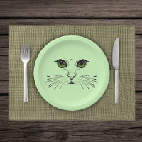 Schwarze Illustration von Katzengesicht Grüne Auge