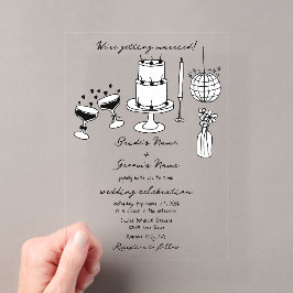 Schwarze Illustrationen mit handgezogenen Doodles- Acryleinladungen