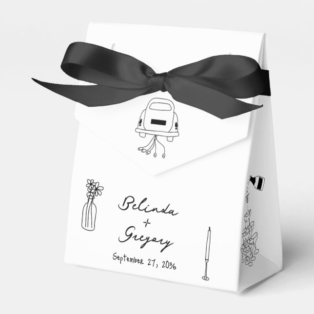 Schwarze Illustrationen mit handgezogenen Doodles- Geschenkschachtel (Vorderseite)