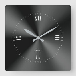 Schwarze Imitate aus rostfreiem Stahl Quadratische Wanduhr