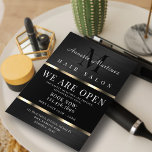 Schwarze Imitate, elegant Flyer<br><div class="desc">Metallischer Stil mit goldener Linienabdeckung, der einen hochwertigen Service ausdrückt. Ideal für Haare, Friseur, Schminken, Schönheitssalon, Ästhetiker, Nagelkünstler, Wimpernmacher und vieles mehr.</div>