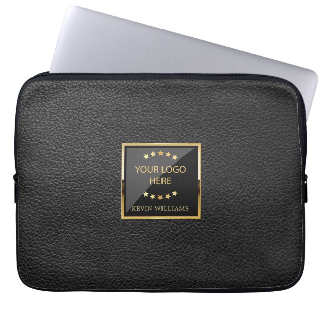 Schwarze Imitate für Geschäftsleder Personalisiert Laptopschutzhülle (Vorderseite)