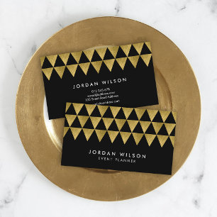 Schwarze Imitate Gold Dreieck Muster Moderne Geome Visitenkarte