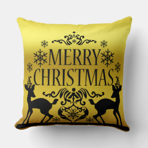 Schwarze Imitate Gold Frohe Weihnachten Dekorative Kissen
