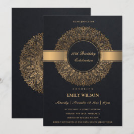 SCHWARZE IMITATE GOLD MANDALA JEDES JAHR 50. GEBUR EINLADUNG