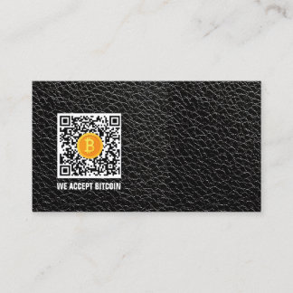 Schwarze Imitate Leather akzeptieren Bitcoin Visitenkarte