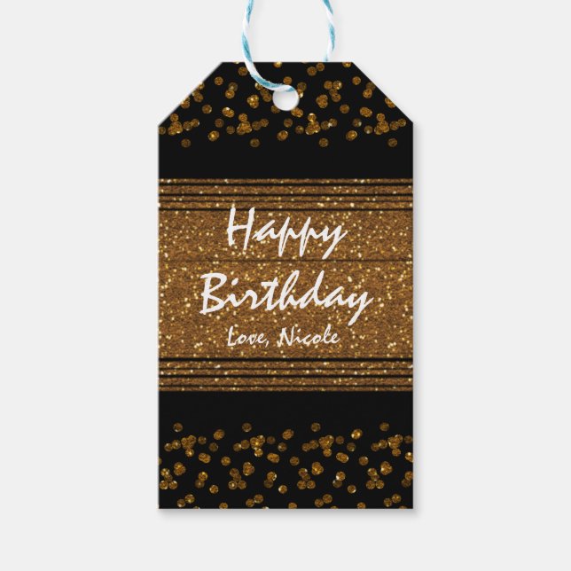 Schwarze Imitate Pinsel Gold Glitzer Glamour Gesch Geschenkanhänger (Vorderseite)