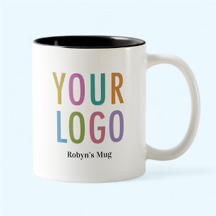Schwarze Innenseite Tasse Mitarbeitername Firmenlo