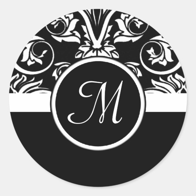 Schwarze Insignien-Monogramm-Umschlag Aufkleber-Au Runder Aufkleber (Vorderseite)