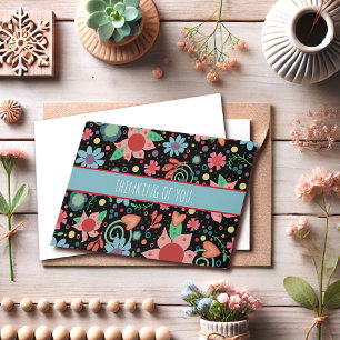 Schwarze Inspirivity Notecard für Girls Blume Karte