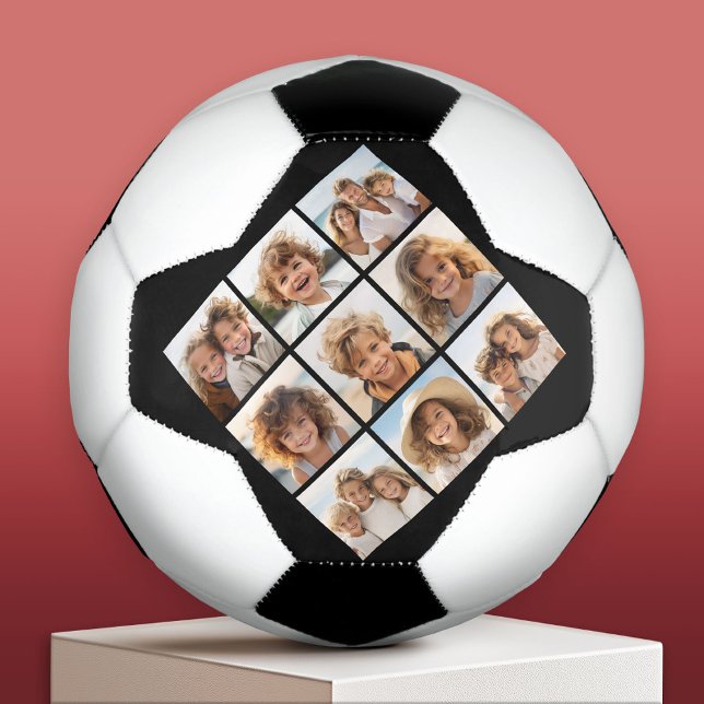 Schwarze Instagram-FotoCollage mit 9 quadratischen Fußball (Custom Soccer Ball)