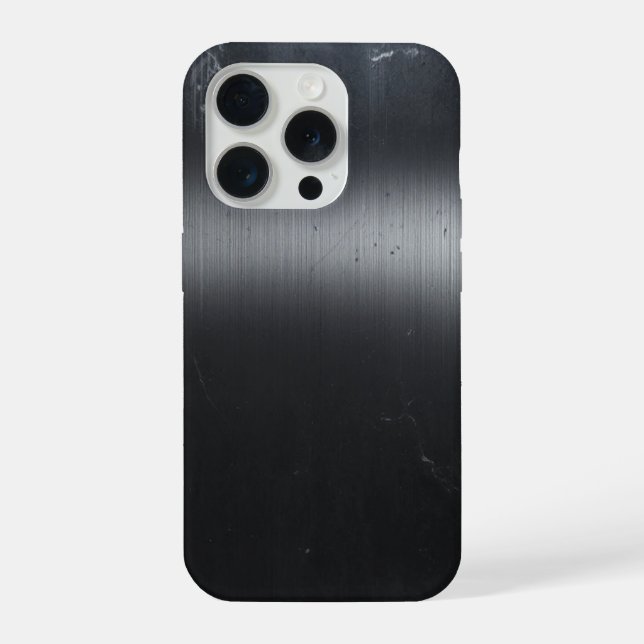 Schwarze iPhone 15 Pro Hülle mit gebürsteter Metal (Rückseite)
