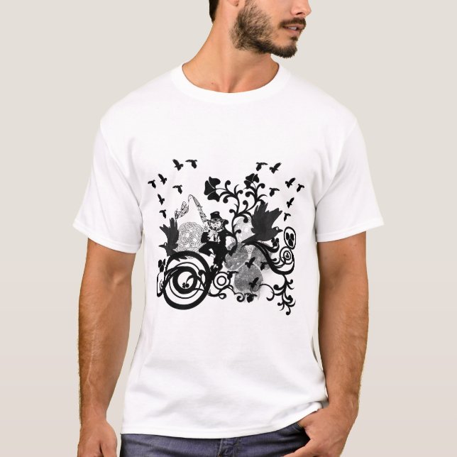 Schwarze irische Wirbel und Kobolde T-Shirt (Vorderseite)