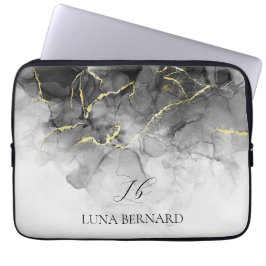 Schwarze Jade Wasserfarbenfarbe Tinte individuell  Laptopschutzhülle