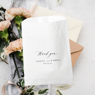Schwarze Kalligrafieschrift Danke Hochzeit Geschenktütchen